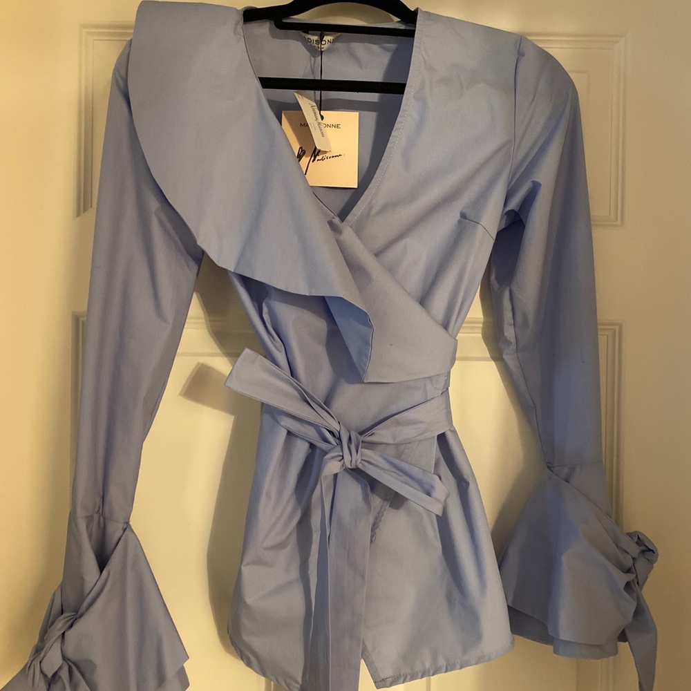 Madisonne ruffle sleeve and collar blouse